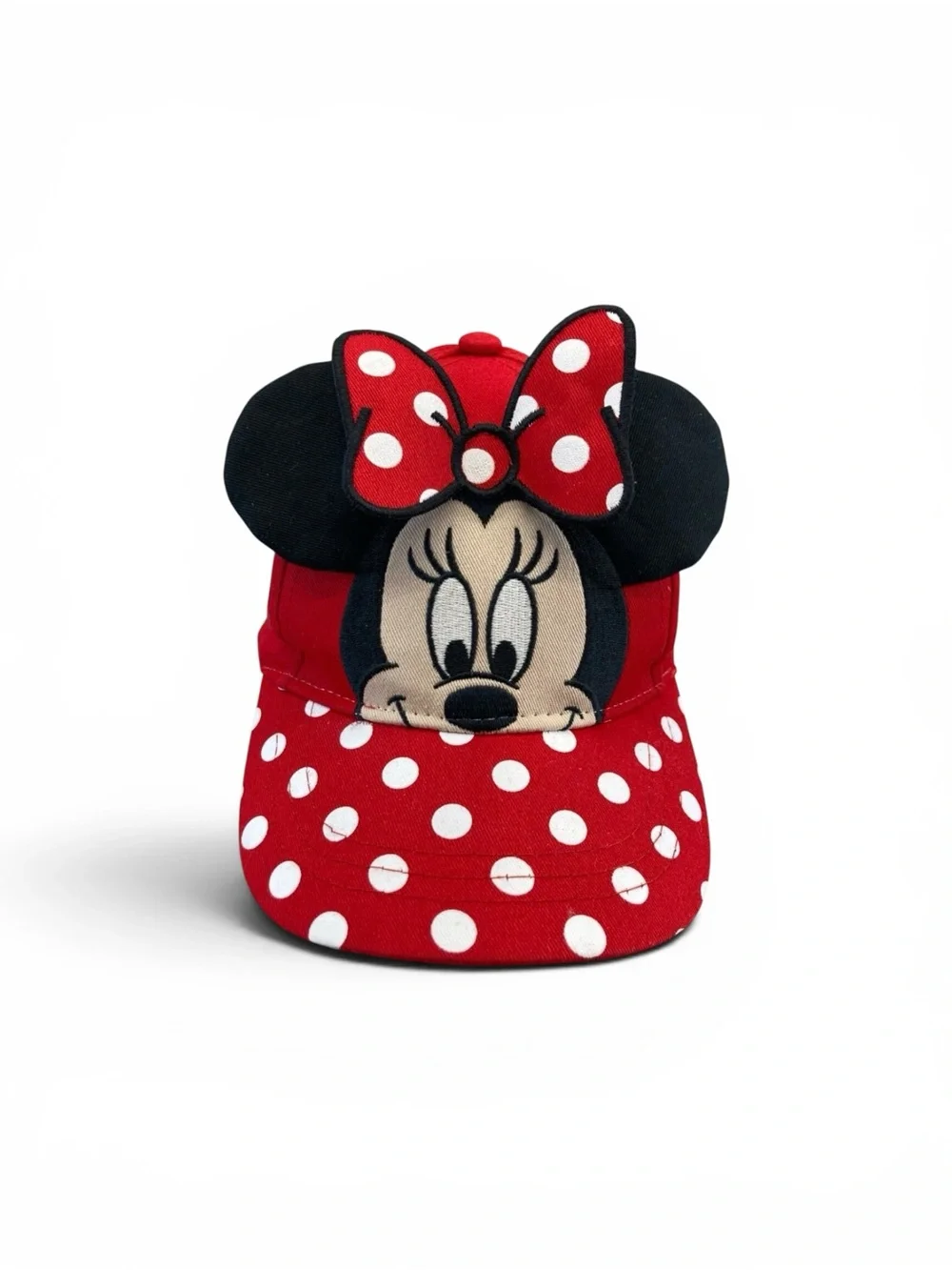 Minnie Mouse Disney Childs Hat Red with Polka Dots & Black Ears Adjustable